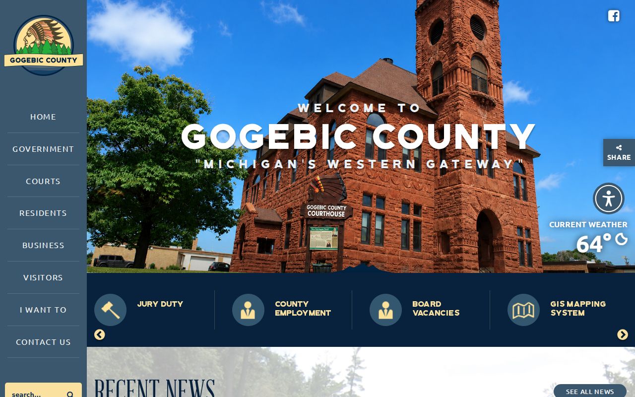 Gogebic County court docket courthouse and county court navigation