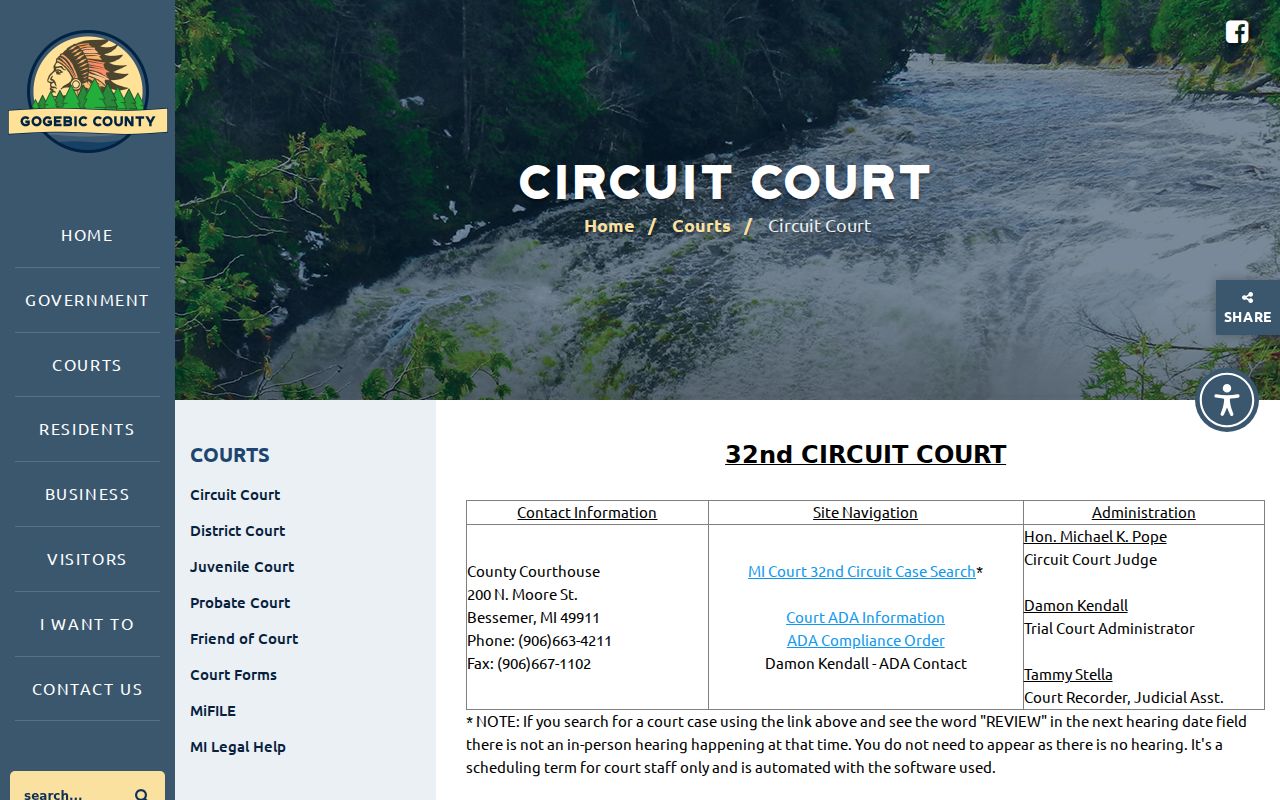 Gogebic County court docket Circuit Court contact and MiCOURT link