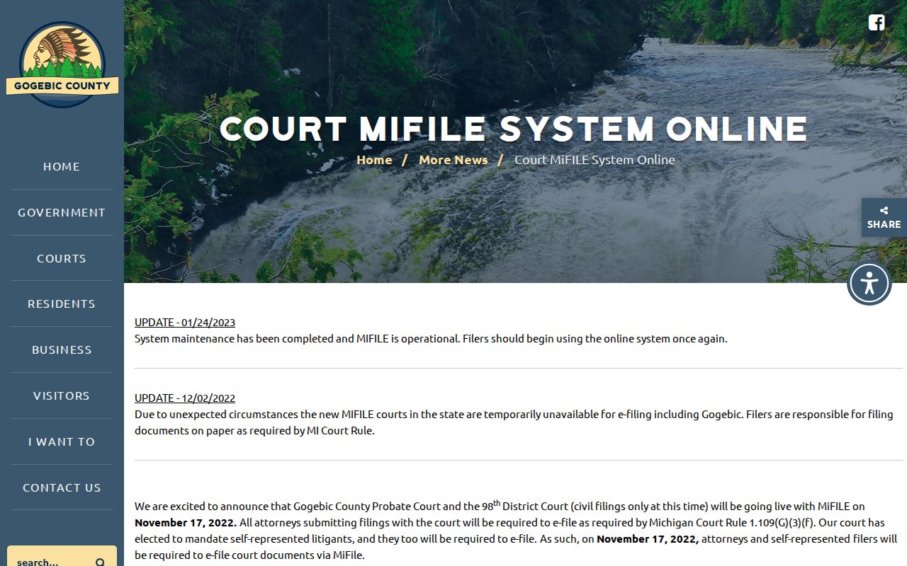 Gogebic County court docket MiFILE launch and maintenance notice