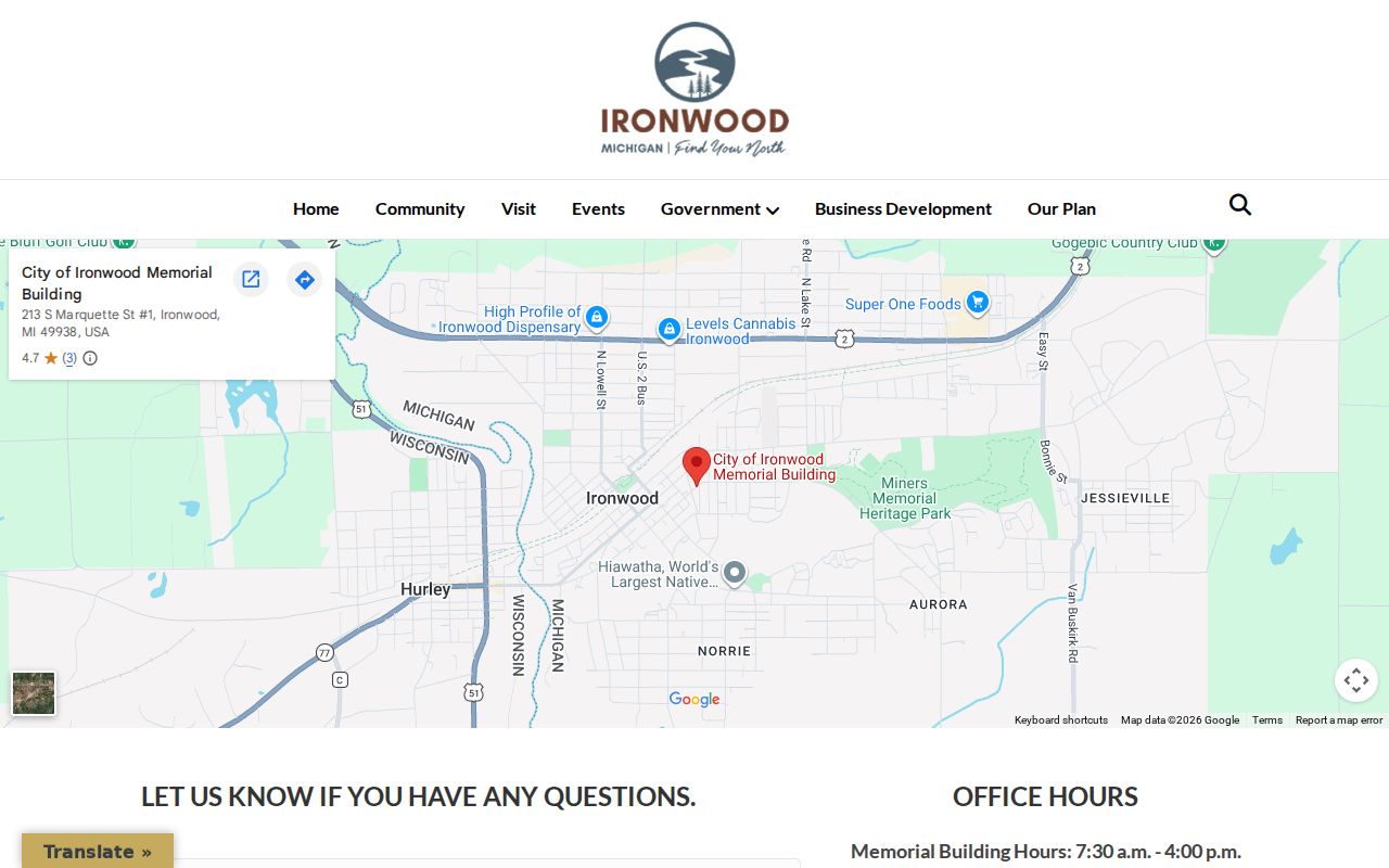 Gogebic County court records context at Ironwood Memorial Building