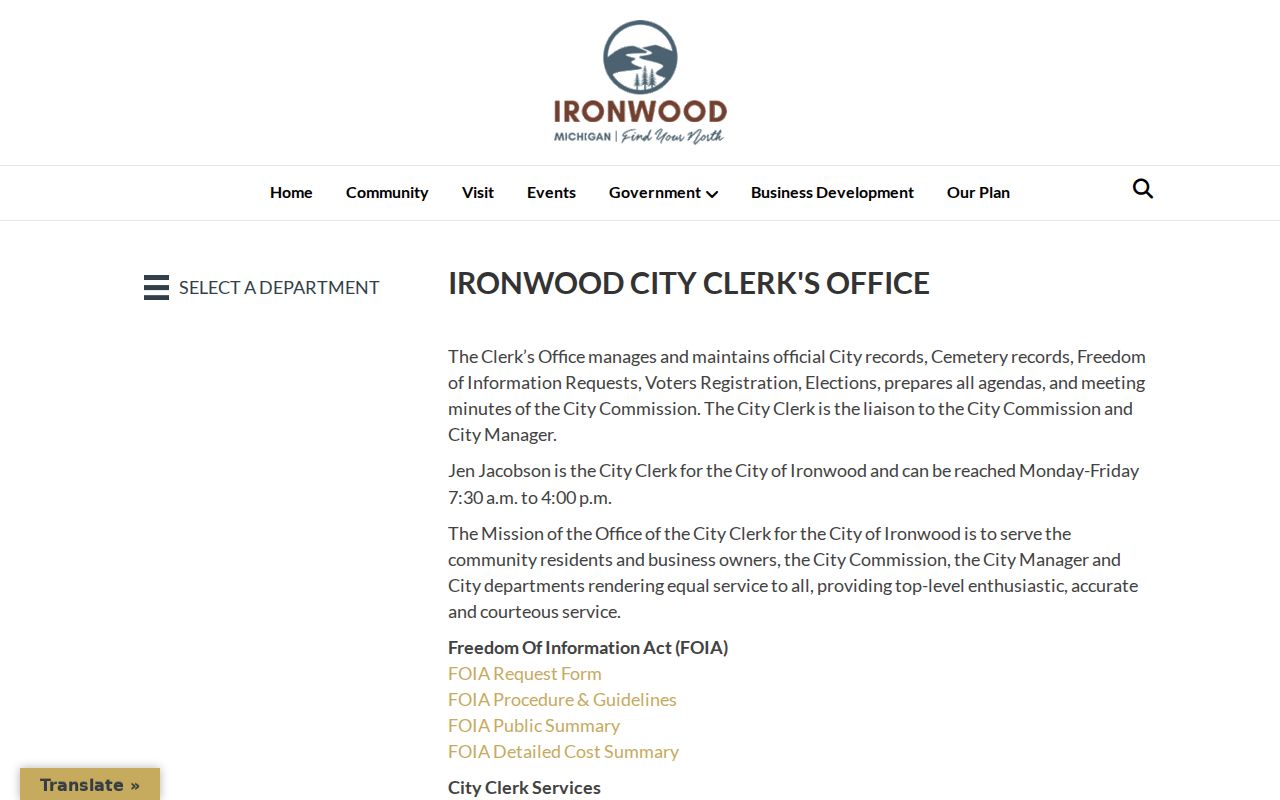 Gogebic County court records distinction for Ironwood City Clerk