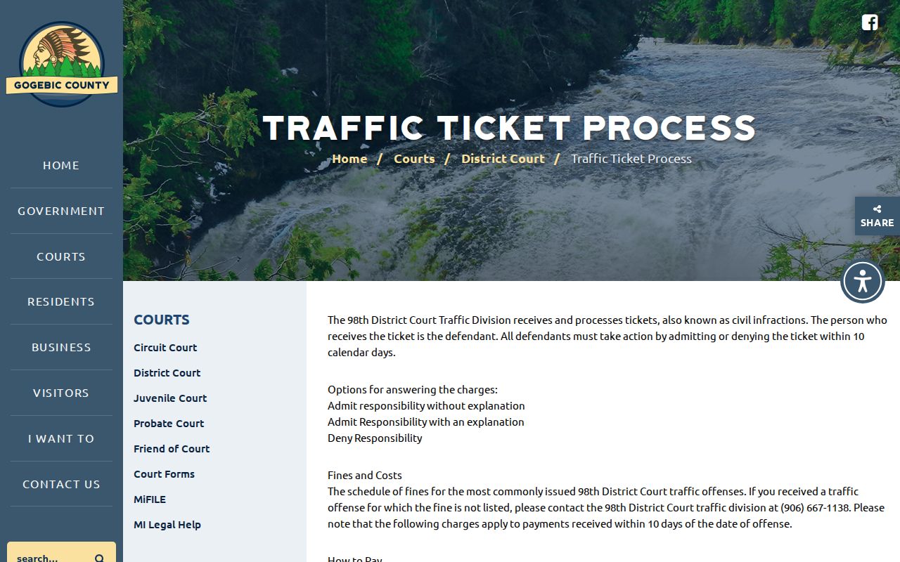 Gogebic County traffic court records admit or deny response process
